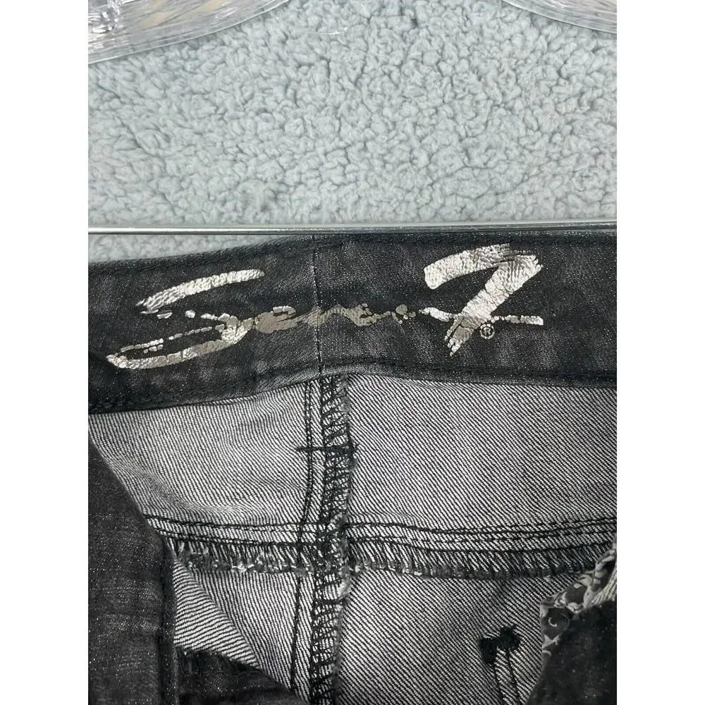 Seven 7 Jeans Stretchy Gems Pockets Size 10 Tapered Seven7 Black Rhinestone